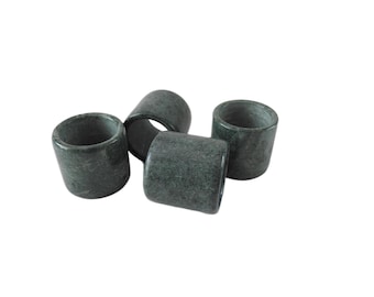 Vintage Natural Marble Napkins Rings Green Set of 4
