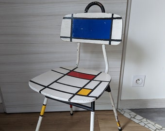 Vintage chair inspired by Piet Mondrian