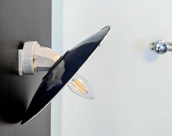 Applique Murale Industrielle en Tôle Émaillée Bleue | Industrial Wall Light | Vintage Factory Lighting