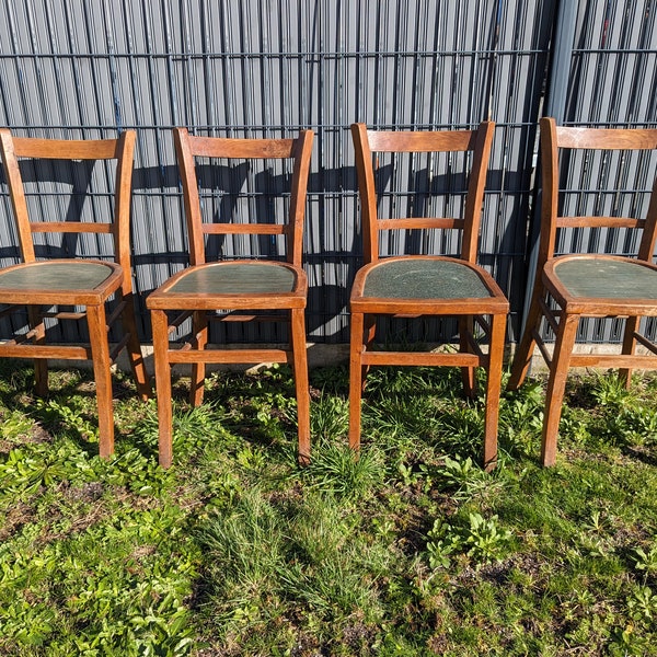 Ensemble de 4 chaises bistrot vintages