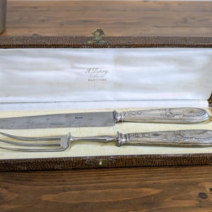 Auguste Leroy Solid Silver Leg of Lamb Service | Minerva Hallmark | Antique Case