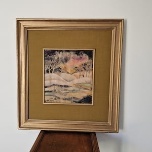 Watercolor on silk &quot;Winter Night&quot;