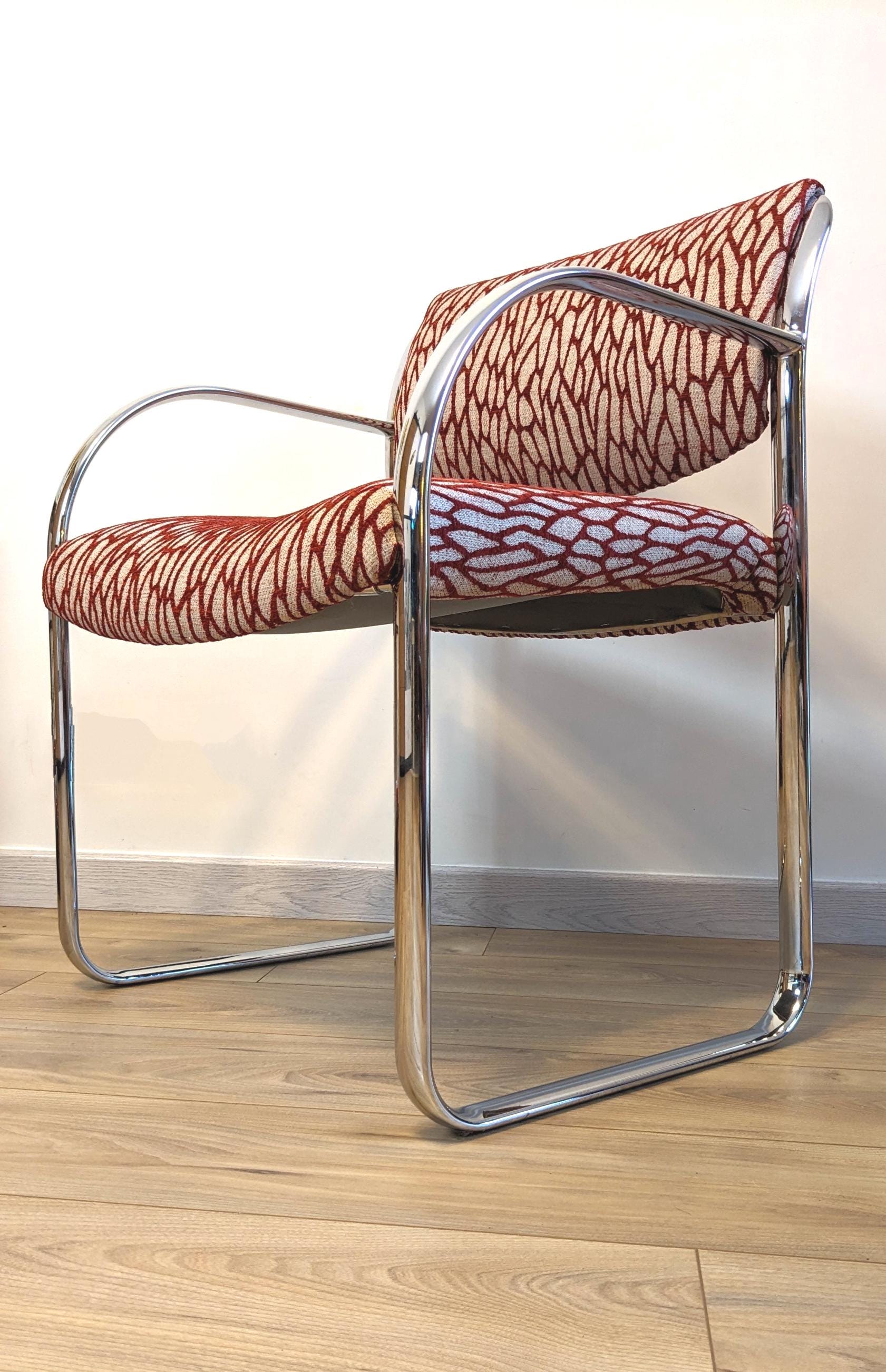 Fauteuil Design Vintage Strafor En Tube Chromé - Fauteuil Moderniste