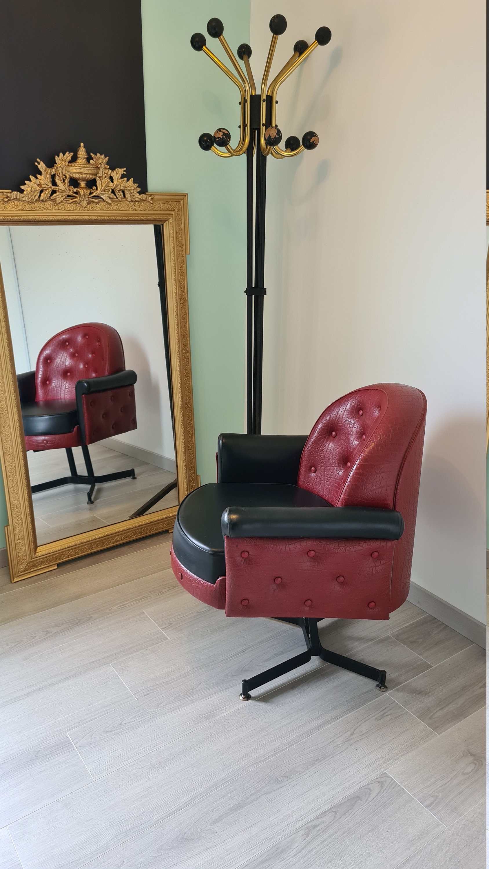 Fauteuil de Coiffeur Vintage en Skai