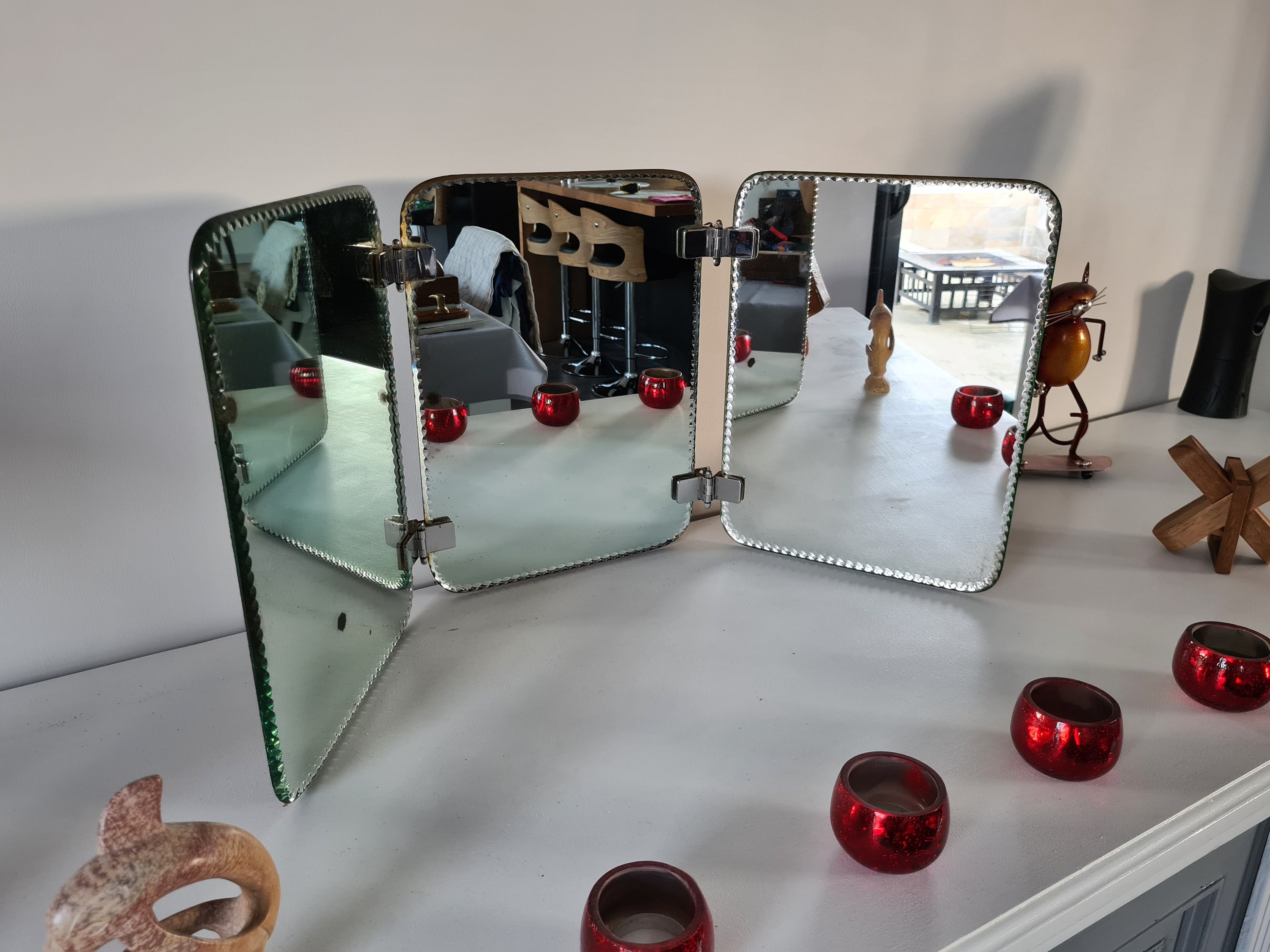 Tryptic art deco barber mirror Etsy