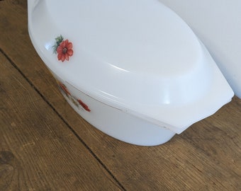 Cocotte Arcopal Vintage – Décor Fleuri, Blanc, Plat à Four Ovale