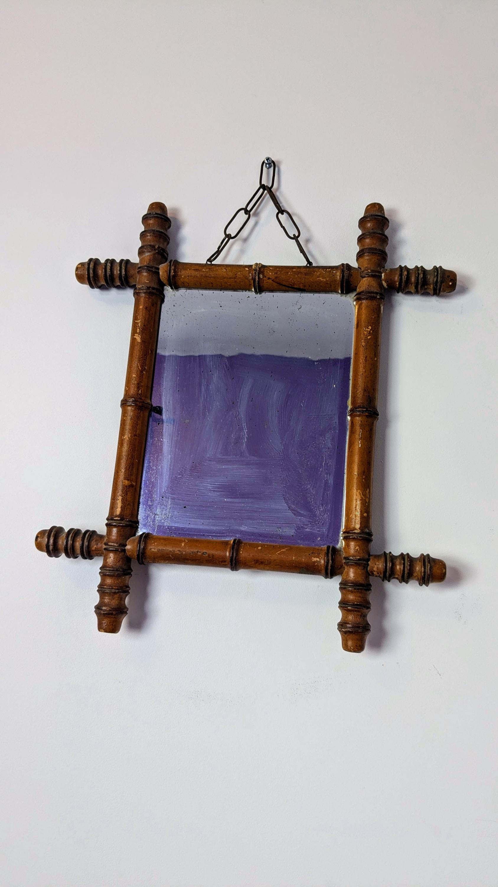 ヴィンテージ竹製ミラー（ピットガラス付き）45 x 39 cm | Wabi-sabi