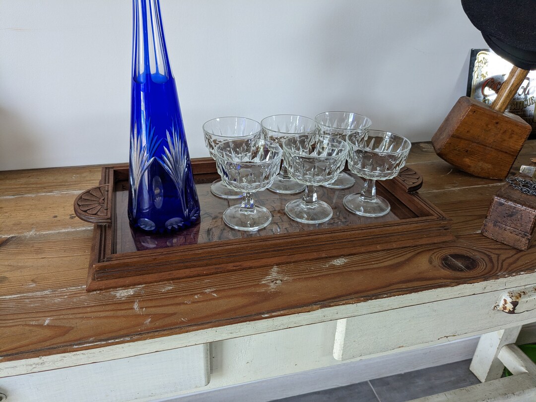 Vintage Wooden Serving Tray Signed Souron Etsy