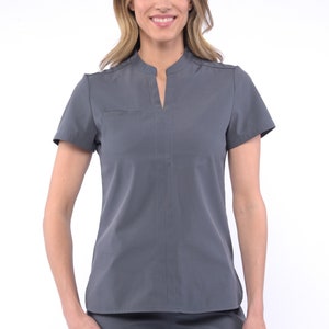 Lined Gray Scrub Top