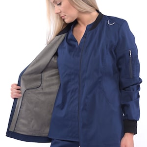 Navy Lined Scrub Jacket