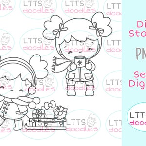 PNG Lulu Holidays Digi Stempel, PNG sofort download Bild, Weihnachten Mädchen Digi Stempel, Winter Mädchen, DIY Karten, Geschenkanhänger