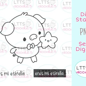PNG Pig Star Digi Stempel, Ausmalseite, Kinder Basteln, PNG Instant Download Bild, handgemachte Karte, DIY Karten, Geschenkanhänger