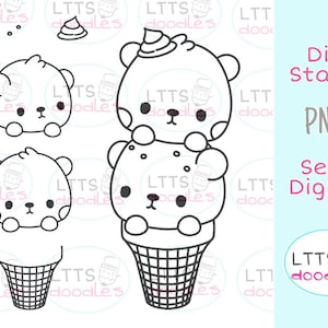 PNG Eisbär Digi Stempel, Eisstempel, Kinder Basteln, PNG Instant Download Bild, handgemachte Karte, DIY Karten, Geschenkanhänger