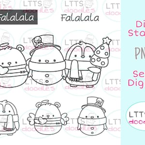 PNG Chubby Xmas Friends Set von drei Digi stempeln, Weihnachten Digi stempel, jpg sofort Download Bild, handgemachte Karte, DIY Karten, Geschenkanhänger