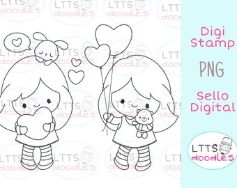 PNG Sweet Love digi stamp, Valentines digi stamp, kids crafts, PNG instant download image, hand made card, DIY cards, Gift tags