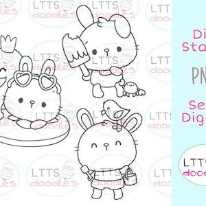 PNG Summer Babies digi stamps, PNG imagen de descarga instantánea, Summer digi Stamp, tarjetas diY, etiquetas de regalo