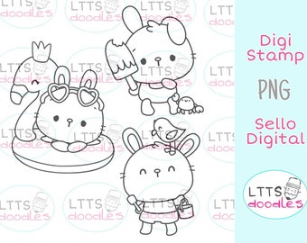 PNG Summer Babies digi stamps, PNG instant download image, Summer digi Stamp,  DIY cards, Gift tags