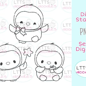 PNG Baby Pinguin Digi Stempel, Weihnachts malseite, Kinder Basteln, jpg sofort Download Bild, handgemachte Karte, DIY Karten, Geschenkanhänger