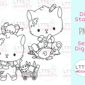 PNG Künstler Kitty Digi Stempel, Back to School Ausmalseite, Sofortiger Download Bild, handgemachte Karte, DIY Karten
