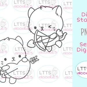 PNG Kitty Cupid juego de dos sellos digi, imagen de descarga instantánea PNG, sello digi de San Valentín, tarjetas de bricolaje, etiquetas de regalo
