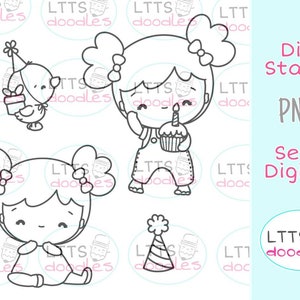 PNG Lulu Geburtstag Digi stempel, PNG Instant Download Bild, Geburtstag Mädchen Digi Stempel, DIY Karten, Geschenkanhänger