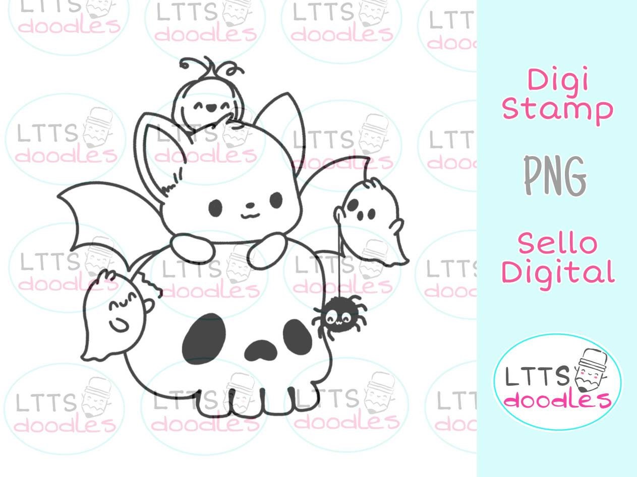 PNG Halloween Bat Digi Stamp Halloween Digi Stamp Cute - Etsy
