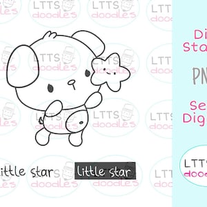 PNG Puppy Star Digi Stempel, Malseite, Kinder Basteln, PNG Instant Download Bild, handgemachte Karte, DIY Karten, Geschenkanhänger