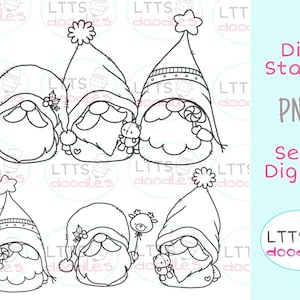 PNG Xmas Gnomes Digi Stempel, Weihnachts malseite, Kinder Basteln, jpg sofort Download Bild, handgemachte Karte, DIY Karten, Geschenkanhänger