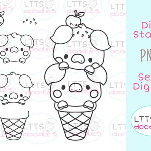 PNG Eiscreme Schwein Digi stempel, Eisstempel, Kinder Basteln, PNG Instant Download Bild, handgemachte Karte, DIY Karten, Geschenkanhänger