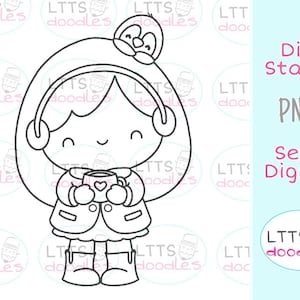 PNG Winter Girl Digi Stempel, Weihnachts malseite, Kinder Basteln, jpg sofort Download Bild, handgemachte Karte, DIY Karten, Geschenkanhänger