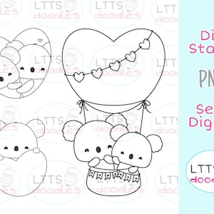 PNG Koala Liebe Digi Stempel, Valentinstag Färbung Seite, Kinder Handwerk, PNG instant download Bild, handgemachte Karte, DIY-Karten, Geschenkanhänger