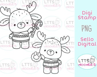 PNG Sweater Reindeer digi stamp, Christmas coloring page, kids crafts, PNG instant download image, hand made card, DIY cards, Gift tags