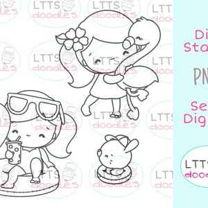 PNG Lory Flamingos Digi Stempel, PNG Sofort Download Bild, Mädchen und Flamingo Digi Stempel, DIY Karten, Geschenkanhänger
