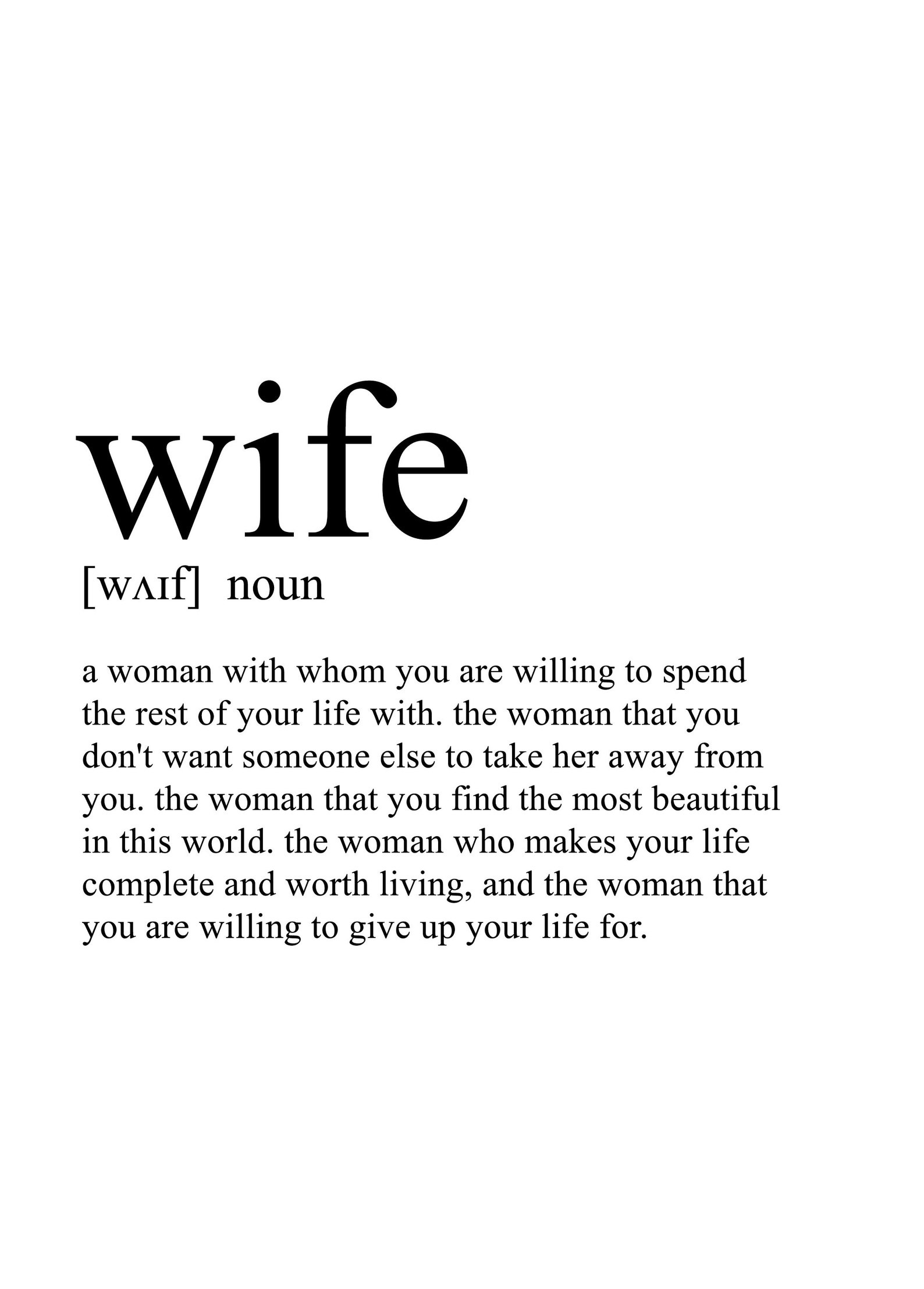 Definition of WIFE Digital Poster Print Instant Download Etsy