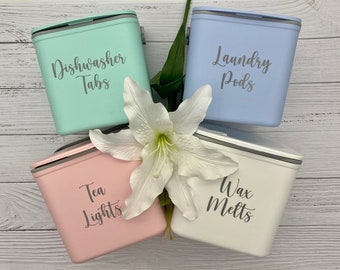 Personalised Minky Waste Caddies, Mrs Hinch and Stacey Solomon Inspired Storage Box with Personalised Vinyl Label