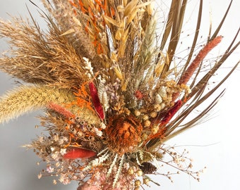 Wedding  bouquet| Real Colored Dried Grass | Boho Decor | Wedding Arch
