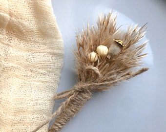 Pampas boutonnières, wedding boho bouquet, dry flower arrangements