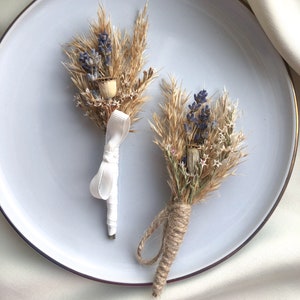Pampas boutonniere, wedding mini boho bouquet, dry flower arrangements