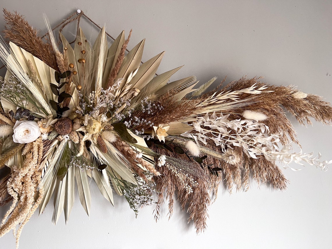 Dried Floral Wall Hanging Flower Wall Decor Etsy