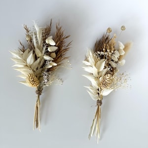 Pampas boutonnieres, wedding boho bouquet, dry flower arrangements