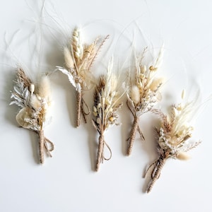 Mini dried flower bouquet set of 5, wedding  boho boutoniere, dry flower arrangements