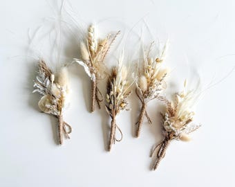 Mini dried flower bouquet set of 5, wedding  boho boutoniere, dry flower arrangements