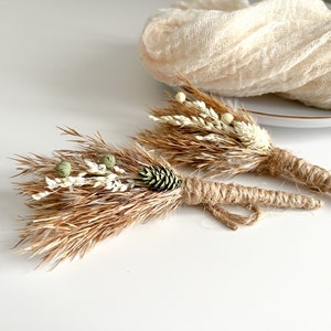 Pampas boutonniere, wedding mini boho bouquet, dry flower arrangements