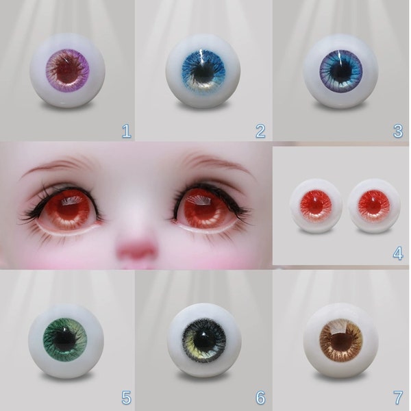 BJD doll resin eyes, glass eyes, 8mm/10mm/12mm/14mm/16mm/18mm, 26 different types, handmade, free shipping