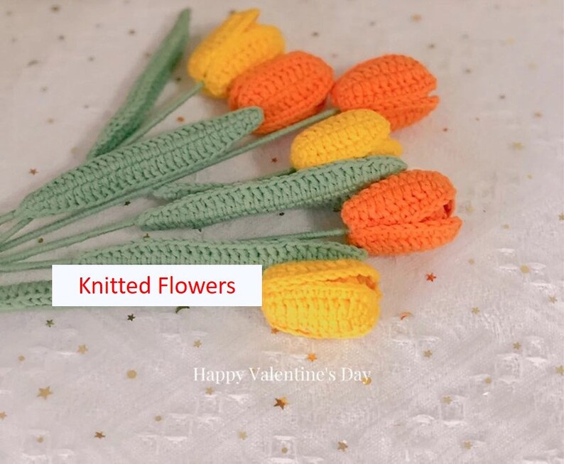Handmade Knitted Flowers Knitted Tulip Knitted Flower Etsy