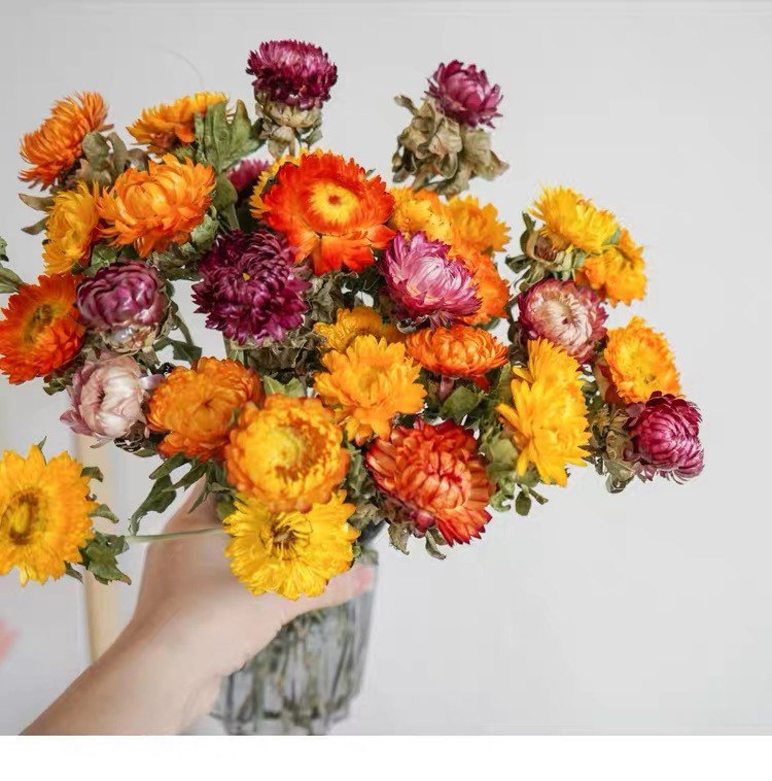 Dried Flowers Bouquet Chrysanthemum Flower Arrangement Dry Etsy UK