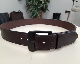 Ceinture habillée en cuir avec bride anglaise cousue sur mesure - Fait main dans l'Idaho