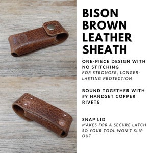 Buffalo Leather Sheath | Fits Leatherman Multitools | Belt Holster | Tough One Piece Design | U.S.A. Made