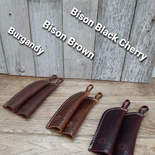 Leather Cast Iron Pan Handle Covers / Buffalo Leather Skillet Hot Pads / Handmade in the U.S.A.