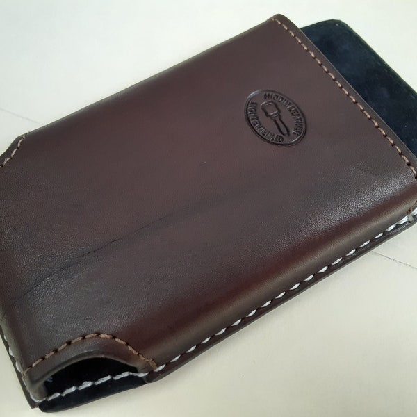 Leather Phone Case | No Lid/Slip Design | Vertical Belt Holster | Custom Size Sheath | Handmade in U.S.A.